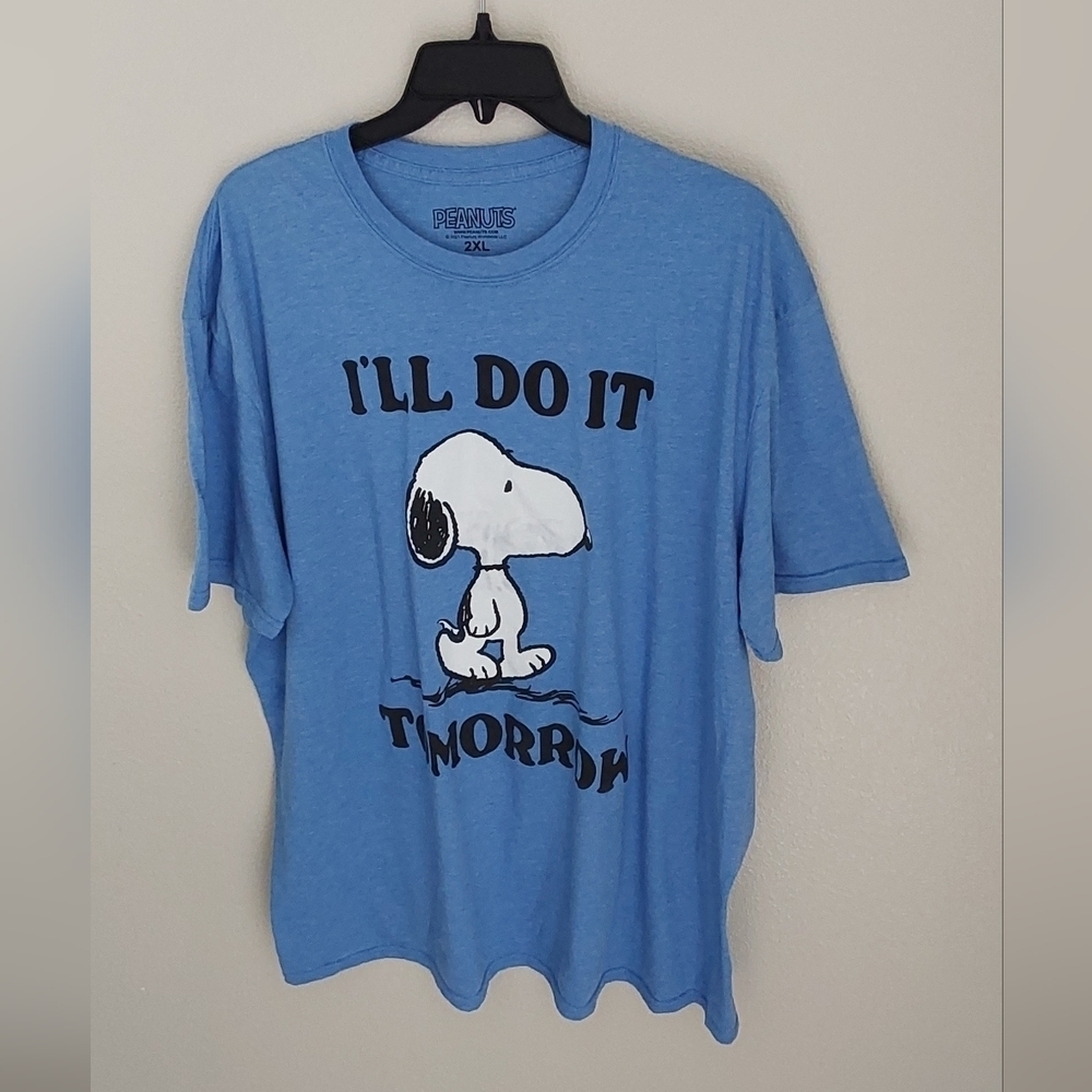 Peanuts‎ BLUE GRAPHIC T SHIRT "I 'LL DO IT TOMORROW " SIZE 2XL